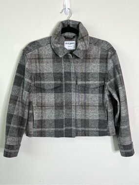Old Navy Plaid Crop Jacket Oversized